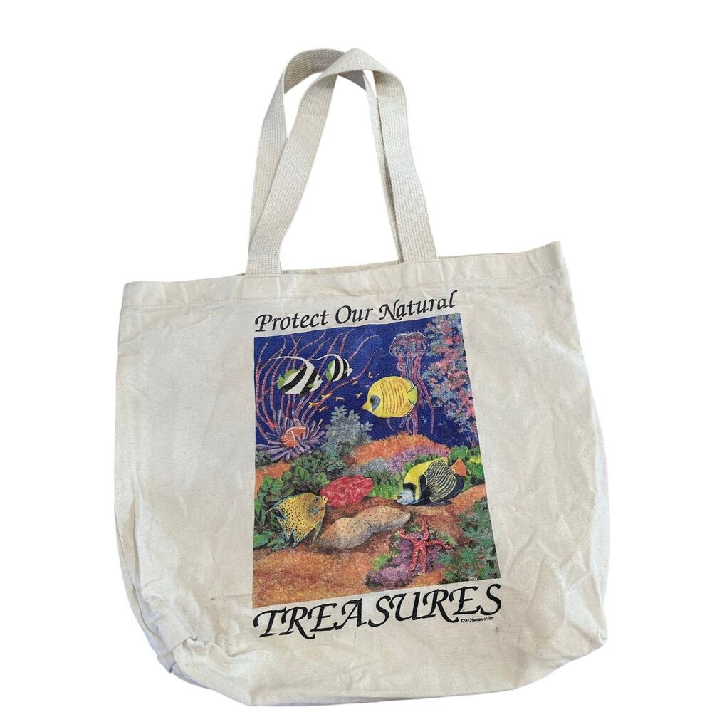 Rare Vintage 80s/90s Human-i-Tees “Protect Our Natural Treasures” Canvas Tote